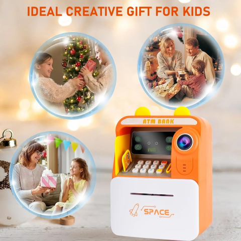 Pusculiță Electronică Tip Bancomat ATM cu Citire Card și Simulare Recunoaștere Facială, Schimbare Parolă, Slot pentru Bancnote – 25 x 17 x 12 cm [4]