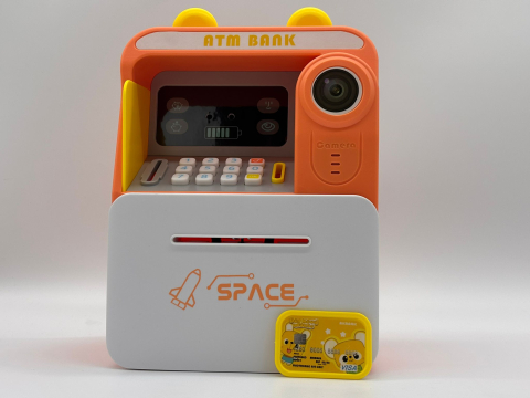 Pusculiță Electronică Tip Bancomat ATM cu Citire Card și Simulare Recunoaștere Facială, Schimbare Parolă, Slot pentru Bancnote – 25 x 17 x 12 cm [14]