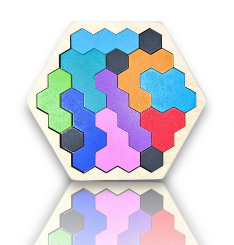 Puzzle din Lemn, forma Honeycomb, 20cm [0]