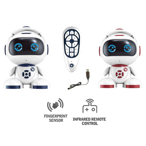 Robot Inteligent Interactiv cu Telecomandă cu Ecran LED Expresiv, 2.4GHz, Programare, Muzică, Lumină, Funcție Amprentă, Rotire 360°, 26x20 cm [9]