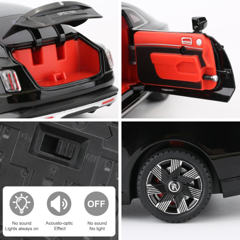 Automachetă Rolls Royce Spectre, 20 cm, Uși, Capotă și Portbagaj Deschizătoare, Emblemă Mobilă, Lumină și Sunet [5]