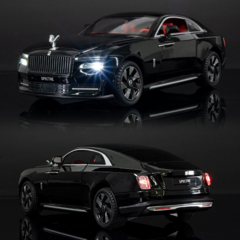 Automachete - Automachetă Rolls Royce Spectre, 20 cm, Uși, Capotă și Portbagaj Deschizătoare, Emblemă Mobilă, Lumină și Sunet