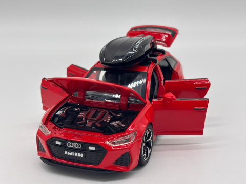 Automachetă Audi RS6 din Metal, 15 cm, Funcție Pull-Back, Uși, Capotă și Portbagaj Deschizătoare, Lumină și Sunet [3]