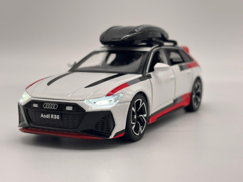 Automachetă Audi RS6 din Metal, 15 cm, Funcție Pull-Back, Uși, Capotă și Portbagaj Deschizătoare, Lumină și Sunet [2]