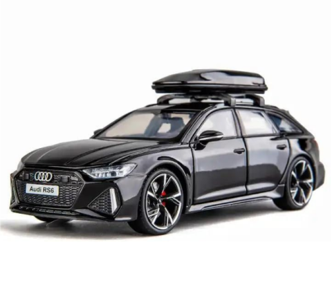 Masinute din Metal - Automachetă Audi RS6 din Metal, 15 cm, Funcție Pull-Back, Uși, Capotă și Portbagaj Deschizătoare, Lumină și Sunet