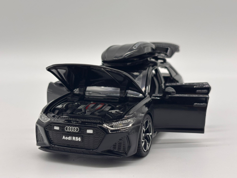 Automachetă Audi RS6 din Metal, 15 cm, Funcție Pull-Back, Uși, Capotă și Portbagaj Deschizătoare, Lumină și Sunet [1]