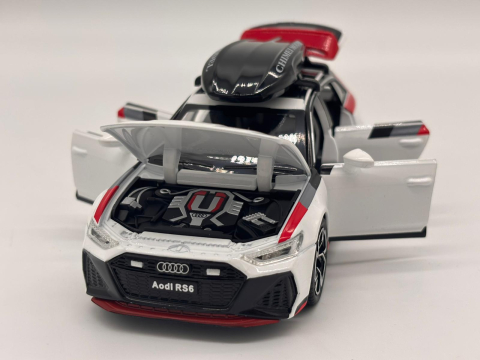 Automachetă Audi RS6 din Metal, 15 cm, Funcție Pull-Back, Uși, Capotă și Portbagaj Deschizătoare, Lumină și Sunet [7]