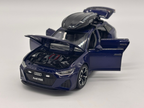 Automachetă Audi RS6 din Metal, 15 cm, Funcție Pull-Back, Uși, Capotă și Portbagaj Deschizătoare, Lumină și Sunet [1]