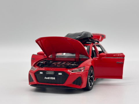 Automachetă Audi RS6 din Metal, 15 cm, Funcție Pull-Back, Uși, Capotă și Portbagaj Deschizătoare, Lumină și Sunet [6]