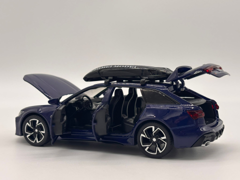 Automachetă Audi RS6 din Metal, 15 cm, Funcție Pull-Back, Uși, Capotă și Portbagaj Deschizătoare, Lumină și Sunet [7]
