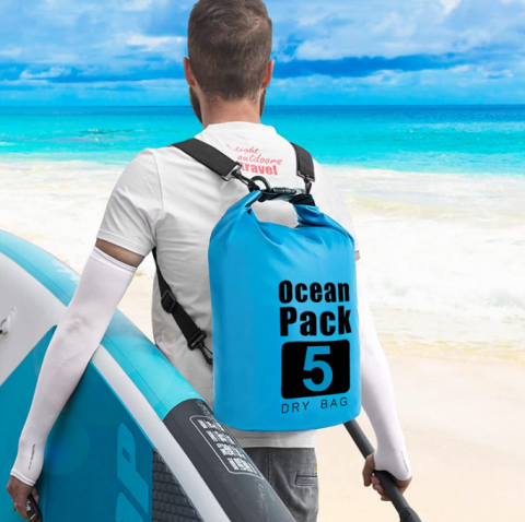 Articole & Accesorii de Plaja - Sac Etanș Ocean Pack 5L – 100% Impermeabil, Protecție Contra Apelor, Nisipului și Prafului, Curea Reglabilă Inclusă