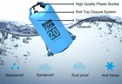 Sac Etanș Ocean Pack 5L – 100% Impermeabil, Protecție Contra Apelor, Nisipului și Prafului, Curea Reglabilă Inclusă [1]