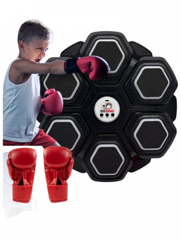 Sac de Box interactiv, Set cu 2 Manusi de Box, Montare pe Perete. Muzica, 3 Niveluri de Viteza [0]