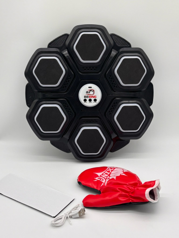 Sac de Box interactiv, Set cu 2 Manusi de Box, Montare pe Perete. Muzica, 3 Niveluri de Viteza [6]