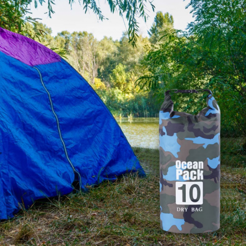 Sac Etanș Ocean Pack 10L Camo – 100% Impermeabil, Protecție Contra Apelor, Nisipului și Prafului, Curea Reglabilă Inclusă [4]
