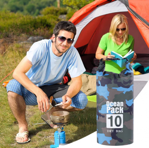 Sac Etanș Ocean Pack 10L Camo – 100% Impermeabil, Protecție Contra Apelor, Nisipului și Prafului, Curea Reglabilă Inclusă [7]