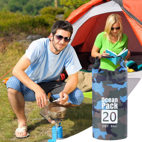 Sac Etanș Ocean Pack 20L Camo – 100% Impermeabil, Protecție Contra Apelor, Nisipului și Prafului, Curea Reglabilă Inclusă [7]