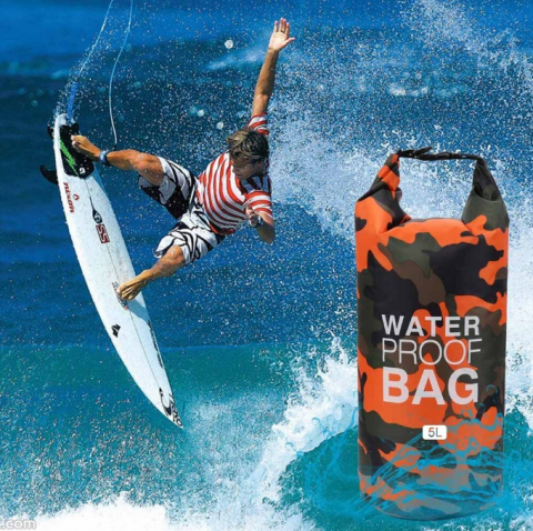 Sac Etanș Ocean Pack 20L Camo – 100% Impermeabil, Protecție Contra Apelor, Nisipului și Prafului, Curea Reglabilă Inclusă [1]