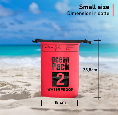 Sac Etanș Ocean Pack 2L  – 100% Impermeabil, Protecție Contra Apelor, Nisipului și Prafului [5]