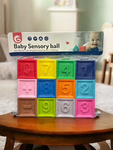 Set 12 Cuburi Moi din Silicon pentru Bebelusi, cu Numere si Semne Matematice, iStan, Multicolor [1]