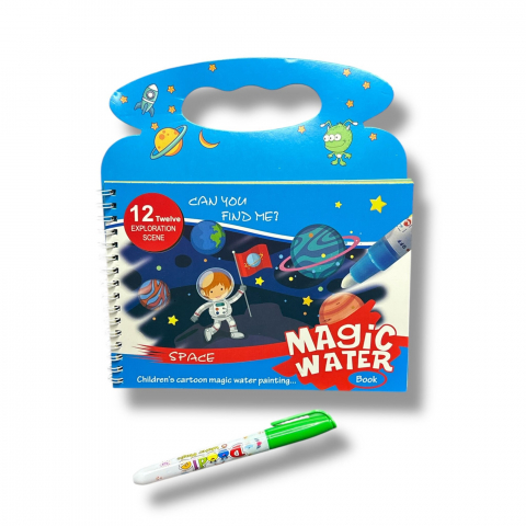 Seturi pictura si desen - Set 2 Carti Magice de Colorat cu Stilou cu Apa, Reutilizabile – Animale si Vehicule, 21 cm