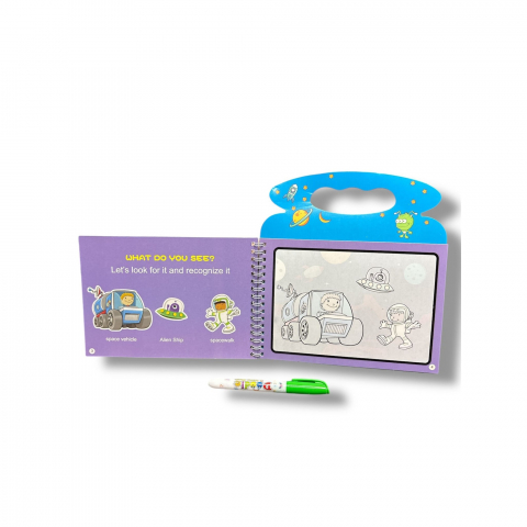 Set 2 Carti Magice de Colorat cu Stilou cu Apa, Reutilizabile – Animale si Vehicule, 21 cm [6]