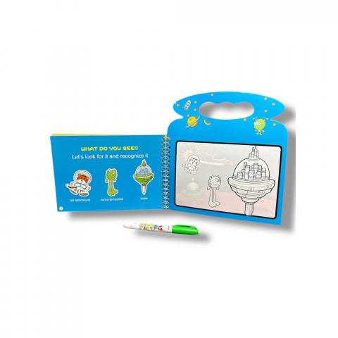 Set 2 Carti Magice de Colorat cu Stilou cu Apa, Reutilizabile – Animale si Vehicule, 21 cm [2]