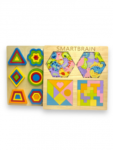 Set 2 Jocuri Montessori, Educative, Forme din Lemn, 30 x 30 cm [2]