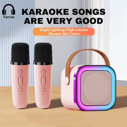 Set 2 Microfoane Karaoke cu Boxa Portabila, Culori LED, Wireless, Bluetooth, Efecte Vocale, Mp3 [1]