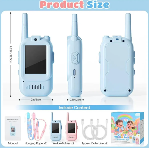 Set 2 Walkie Talkie Video cu Ecran, Statie Audio-Video Intercom, USB-C, Semnal Puternic, Functie Voice Changer, Baterie Durabila, Portabile si Usor de Utilizat [7]