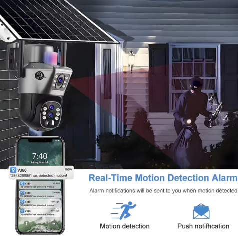 Set 2x Cameră de Supraveghere Cu Panou Solar 8 MP, V380 Pro, Functionalitate Cartela SIM 4G, cu Panou Solar, 4K Ultra HD, Control prin App Store & Google Play, Vedere Nocturna, Rezistenta la Apa, Clou [14]