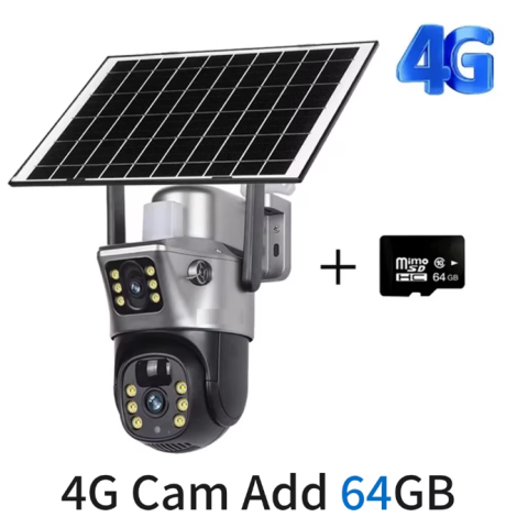 Set 2x Cameră de Supraveghere Cu Panou Solar 8 MP, V380 Pro, Functionalitate Cartela SIM 4G, cu Panou Solar, 4K Ultra HD, Control prin App Store & Google Play, Vedere Nocturna, Rezistenta la Apa, Clou [11]