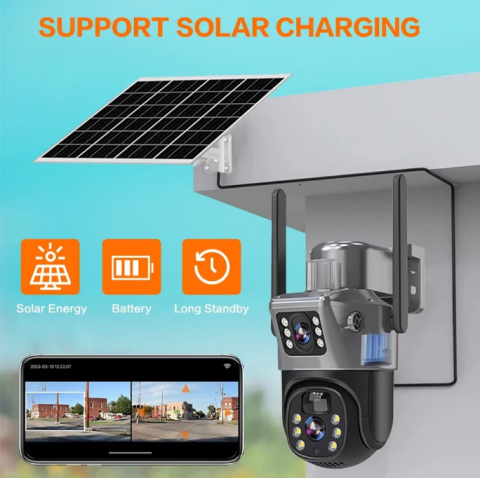 Set 2x Cameră de Supraveghere Cu Panou Solar 8 MP, V380 Pro, Functionalitate Cartela SIM 4G, cu Panou Solar, 4K Ultra HD, Control prin App Store & Google Play, Vedere Nocturna, Rezistenta la Apa, Clou [13]