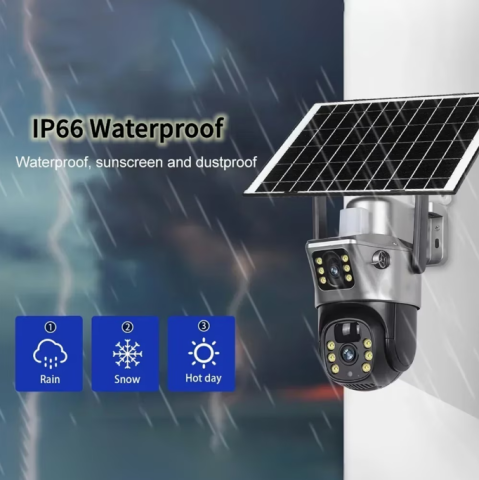 Set 2x Cameră de Supraveghere Cu Panou Solar 8 MP, V380 Pro, Functionalitate Cartela SIM 4G, cu Panou Solar, 4K Ultra HD, Control prin App Store & Google Play, Vedere Nocturna, Rezistenta la Apa, Clou [2]