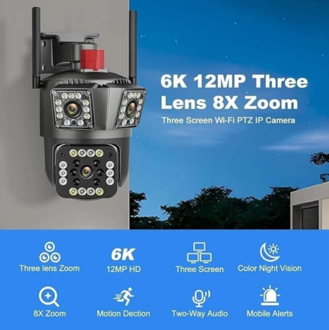 Set 2x Camera de Supraveghere Smart V380 PRO – 2 Camere (1 Rotativă 360°/180° si 1 Fixa), 12MP, LED cu Sirenă, WiFi 2.4G, Infrarosu, TF Card până la 64GB, Conectare prin Aplicația "V380 PRO", Cablu LA [13]