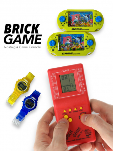 Jucarii interactive - Set 3 Jucarii Interactive, Consola Tetris, Joc cu Cerculete in Apa, Ceas de Mana, Multicolor, iStan® - Rosu