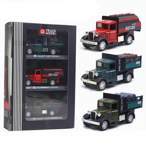 Masinute - Set 3 Machete Camion, Metal, cu Sunet si Lumini 1:32