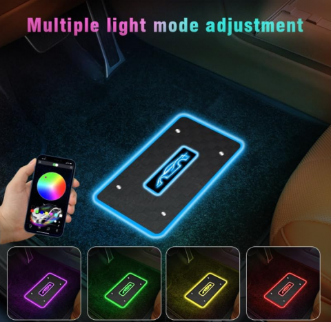 Accesorii Auto - Set 4 Presuri Auto cu Iluminare RGB, Control prin Aplicație BLEDIM2, Model Auto, 28x16 cm, Universal, USB/Priză Auto, Kit Instalare Inclus