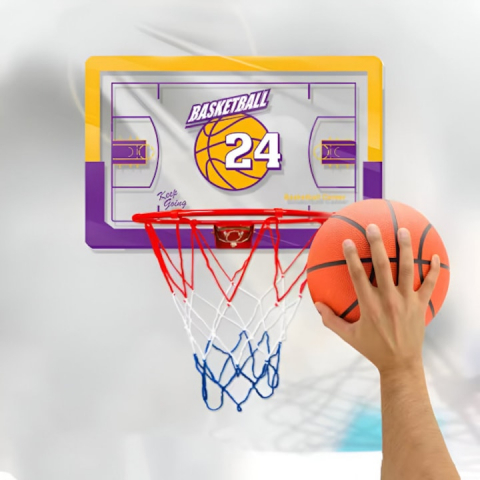 Toate Produsele - Set Cos de Baschet Reglabil pentru Interior si Exterior, Panou 40 x 60 cm, Mingea Inclusa, Plasa pentru Cos, Pompa de Umflat si Piese pentru Montaj