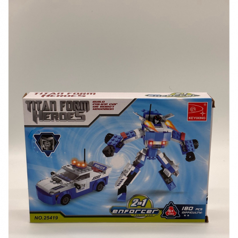 Set de constructie 2 in 1 – Masina de Politie si Robot Transformabil, 180 de piese [5]