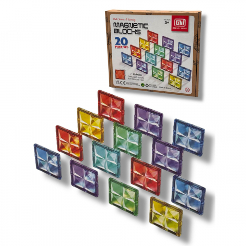 Seturi Magnetice de Construit - Set de Constructie Magnetic – 20 Piese, Diferite Forme
