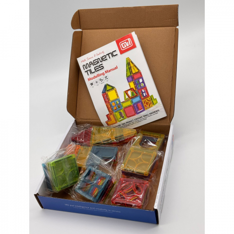 Set de Constructie Magnetic – 42 Piese, Diferite Forme, cu Modele de Asamblare Incluse [1]