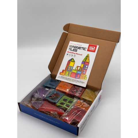 Set de Constructie Magnetic – 54 Piese, Diferite Forme, cu Modele de Asamblare Incluse [2]