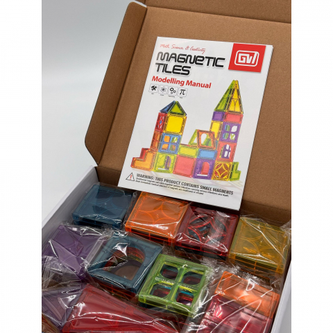 Set de Constructie Magnetic – 54 Piese, Diferite Forme, cu Modele de Asamblare Incluse [3]