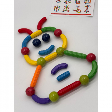 Set de Constructie Magnetic cu Bastoane, Tije si Bile, 70 Piese [14]