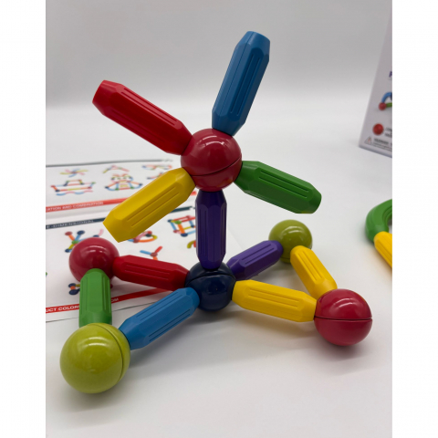 Set de Constructie Magnetic cu Bastoane, Tije si Bile, 70 Piese [17]