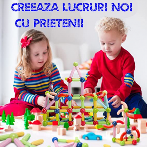 Set de Constructie Magnetic cu Bastoane, Tije si Bile, 70 Piese [13]