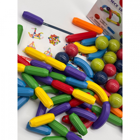 Set de Constructie Magnetic cu Bastoane, Tije si Bile, 70 Piese [12]
