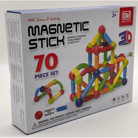 Set de Constructie Magnetic cu Bastoane, Tije si Bile, 70 Piese [18]