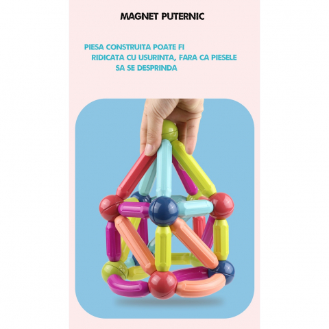 Set de Constructie Magnetic cu Bastoane, Tije si Bile, 70 Piese [11]